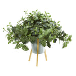 Nearly Natural 8995 24" Artificial Green Dusty Miller Plant in Green Planter with Legs