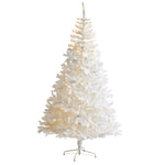 Nearly Natural 7` White Artificial Christmas Tree with 1000 Bendable Branches and 350 Clear LED Lights
