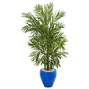 Nearly Natural 5644 5.5' Artificial Green Areca Palm Tree in Blue Planter