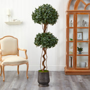 Nearly Natural T2461 68” Artificial Tree in Ribbed Metal Planter
