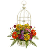 Nearly Natural 1672 Artificial Bird Cage with Mix Flower Silk Arrangement