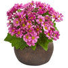 Nearly Natural 9`` Daisy Artificial Plant in Stone Brown Planter