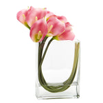 Nearly Natural 12 Calla Lily in Rectangular Glass Vase Artificial Arrangement