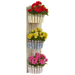 Nearly Natural 8353 39" Artificial Red, Yellow & Pink Geranium Plant in Three-Tiered Wall Decor Planter, UV Resistant Indoor/Outdoor