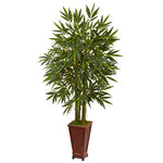 Nearly Natural 5822 5.5' Artificial Green Bamboo Tree in Decorative Wood Planter