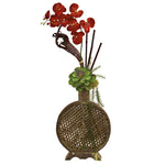 Nearly Natural 1338 34" Artificial Red Orchid, Succulent Sunrise Arrangement in Vase