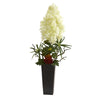 Nearly Natural A1325 3' Artificial Peegee Hydrangea & Succulent Arrangement in Black Vase, Multicolor