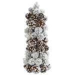 Nearly Natural 4183 17.5" Artificial White Frosted Pine Cone Tree