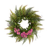 Nearly Natural 23`` Assorted Fern and Daisy Artificial Wreath