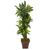 Nearly Natural T1045 57" Artificial Green Real Touch Corn Stalk Dracaena Plant in Brown Planter