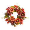 Nearly Natural W1234 24`` Pumpkin, Pinecone and Berries Fall Artificial Wreath
