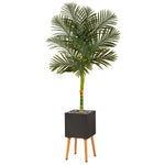 Nearly Natural T2177 6’ Golden Cane Artificial Palm Tree in Black Planter with Stand