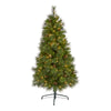 Nearly Natural 5` Golden Tip Washington Pine Artificial Christmas Tree with 150 Clear Lights, Pine Cones and 432 Bendable Branches