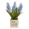 Nearly Natural P1312 16" Artificial Green & Blue Hyacinth & Agave Plant in New Baby Planter