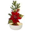 Nearly Natural 1917 15" Artificial Red Poinsettia Arrangement in Decorative Vase