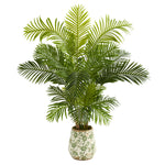 Nearly Natural 5` Hawaii Palm Artificial Tree in Floral Print Planter