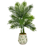 Nearly Natural T1391 46” Areca Palm Artificial Tree in Floral Print Planters