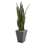 Nearly Natural 9434 57" Artificial Green Sansevieria Plant in Slate Planter