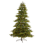 Nearly Natural 7.5` Yukon Mountain Fir Artificial Christmas Tree with 600 Clear Lights, Pine Cones and 1740 Bendable Branches