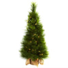 Nearly Natural 5372 3' Artificial Green Christmas Tree with Burlap Bag & Clear Lights
