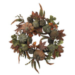 Nearly Natural 4902 24" Artificial Green Pumpkin & Gourd Wreath