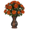 Nearly Natural 6664 29" Artificial Orange Spider Mum with Urn Silk Plant