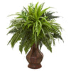 Nearly Natural 8518 26" Artificial Mixed Greens & Fern Plant in Decorative Planter