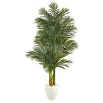 Nearly Natural T2227 6’ Golden Cane Artificial Palm Tree in White Planter