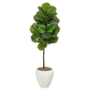 Nearly Natural T2114 52” Fiddle Leaf Artificial Tree in White Planters