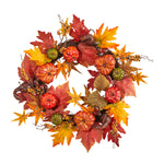 Nearly Natural W1219 24`` Autumn Pumpkin and Berries Artificial Fall Wreath