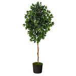 Nearly Natural T2582 74`` Ficus Artificial tree in Black Tin Planter