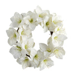 Nearly Natural 18`` White Amaryllis Artificial Wreath