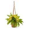 Nearly Natural 29`` Phalaenopsis Orchid and Fern Artificial Plant in Hanging Basket