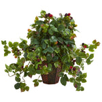 Nearly Natural 8184 19" Artificial Green Raspberry Plant in Decorative Planter