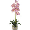 Nearly Natural Vanda w/Glass Vase Silk Flower Arrangement
