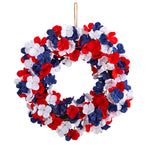 Nearly Natural W1211 18`` Americana Patriotic Artificial Wreath Red White & Blue