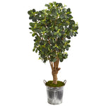 Nearly Natural 9508 45" Artificial Green Panda Ficus Tree in Vintage Metal Bucket