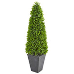 Nearly Natural 9405 57" Artificial Green Eucalyptus Topiary Tree in Slate Planter (Indoor/Outdoor)