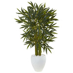 Nearly Natural 5811 4.5' Artificial Green Bamboo Tree in White Oval Planter