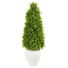 Nearly Natural 9396 41" Artificial Green Eucalyptus Cone Topiary Tree in White Planter (Indoor/Outdoor)