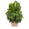 Nearly Natural 8078 21" Artificial Green Mix Greens Dish Garden Plant in Terracotta Planter