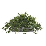 Nearly Natural 8074 20" Artificial Green Puff Ivy Plant in Stone Planter