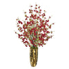 Nearly Natural 33`` Cherry Blossom Artificial Arrangement in Gold Vase