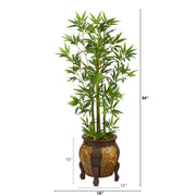 Nearly Natural T2519 4.5` Bamboo Palm Artificial Tree in Decorative Planter