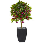 Nearly Natural 5896 4' Artificial Green Fuschia Tree in Black Wash Planter