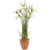 Nearly Natural 9817 46" Artificial Green Papyrus Plant in Terracotta Planter