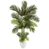 Nearly Natural T1241 65" Artificial Green Areca Palm Tree in White Planter