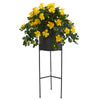 Nearly Natural P1214 50" Artificial Green & Yellow Hibiscus Plant in Black Planter with Stand