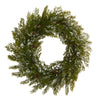 Nearly Natural 20`` Snowed Artificial Cedar Wreath with Pine Cones