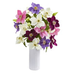 Nearly Natural 21`` Anemone Artificial Arrangement in White Vase